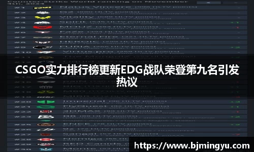 CSGO实力排行榜更新EDG战队荣登第九名引发热议